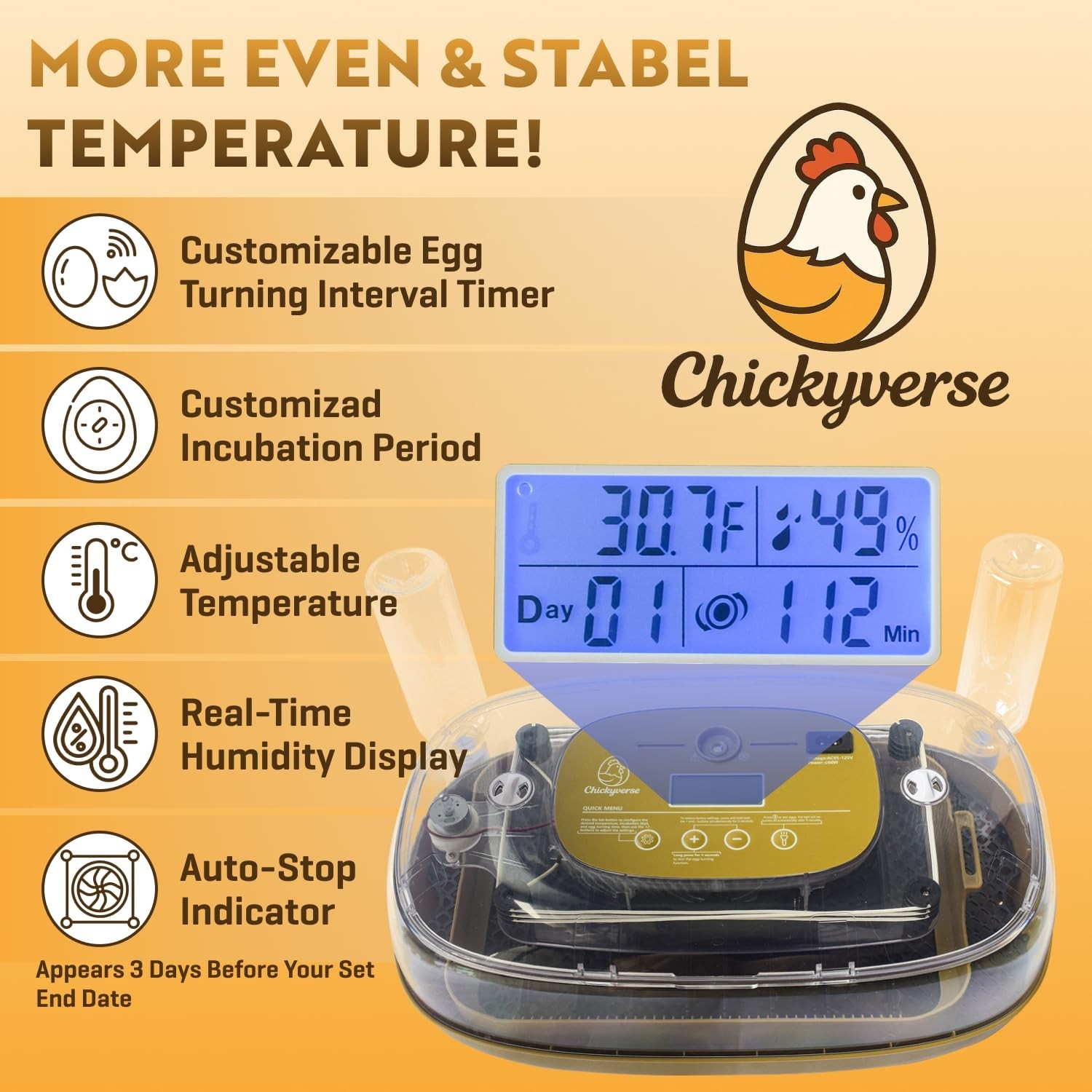 EGG INCUBATOR FOR HATCHING - 24-48 EGGS CAPACITY - AUTOMATIC EGG TURNER & TIMER