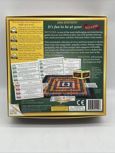 Wit's End Board Game Game Development Group Ed Gold Seal Of Excellence Wits End - Picture 6 of 8