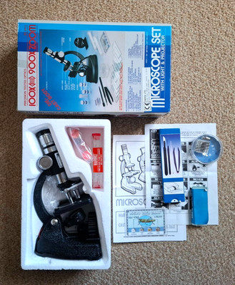 Vintage 90er Edu-Toys 100x -900x Zoom Mikroskop Set mit Licht & Projektor TOP
