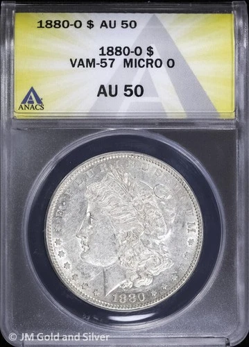 1880-O $1 Morgan Silver Dollar ANACS AU 50 | VAM-57 Micro O