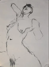 Valerie Davide Charcoal Nude Large Drawing double sided 
