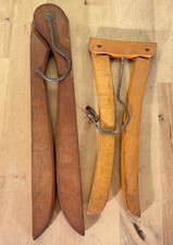 2 Wooden Folding Hangers Vintage Travel Clothes Suit Closets, 17"w