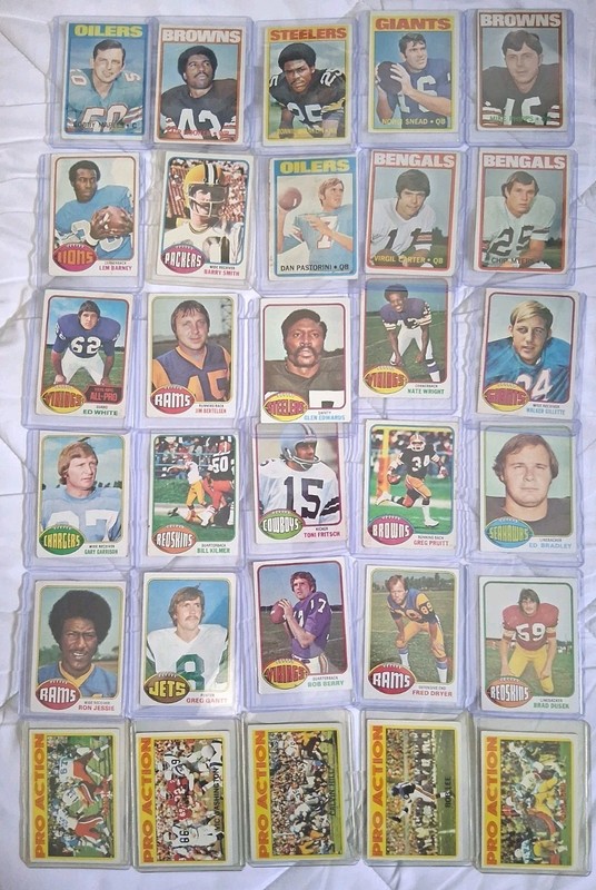 30 1970's football cards Lot DAN PASTORINI, ED WHITE, VIRGIL CARTER, NORM SNEAD