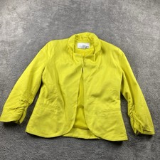 Bar III Open Front Blazer Jacket Womens Small Yellow 3/4 Sleeve