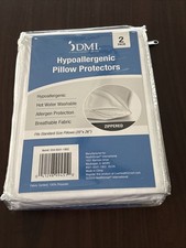 New Hypoallergenic Pillow Protectors Zipper 2pk Standard 20x26 White Cover Cases