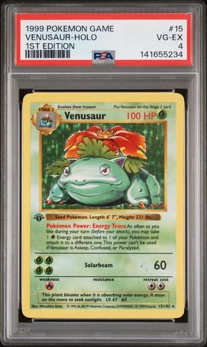 1999 POKEMON BASE SET 1ST EDITION #15 VENUSAUR-HOLO PSA 4