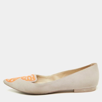 Sophia Webster PinkOrange Suede Bibi Butterfly Pointed Toe Ballet Flats Size 37