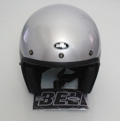 Bell Custom 500 Helmet L Silver + 2x Dark Smoke 3-Snap Shield Set Large