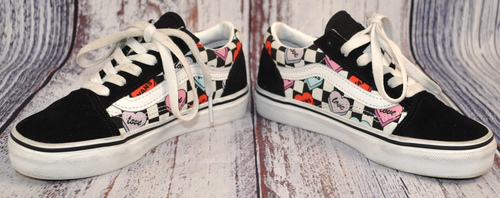 Vans Candy Hearts Canvas Girl Low Top Sneakers Classic Kid's Size 1 Old Skool - Picture 3 of 8