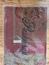 Pashmina Silk Scarf 55 Pashmina 45 Silk Burgundy Paisley Fringe New