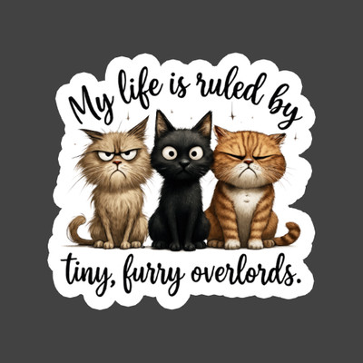 Cat Sticker Vinyl Decal Life Ruled By Cats Funny Cute Kitty Trio