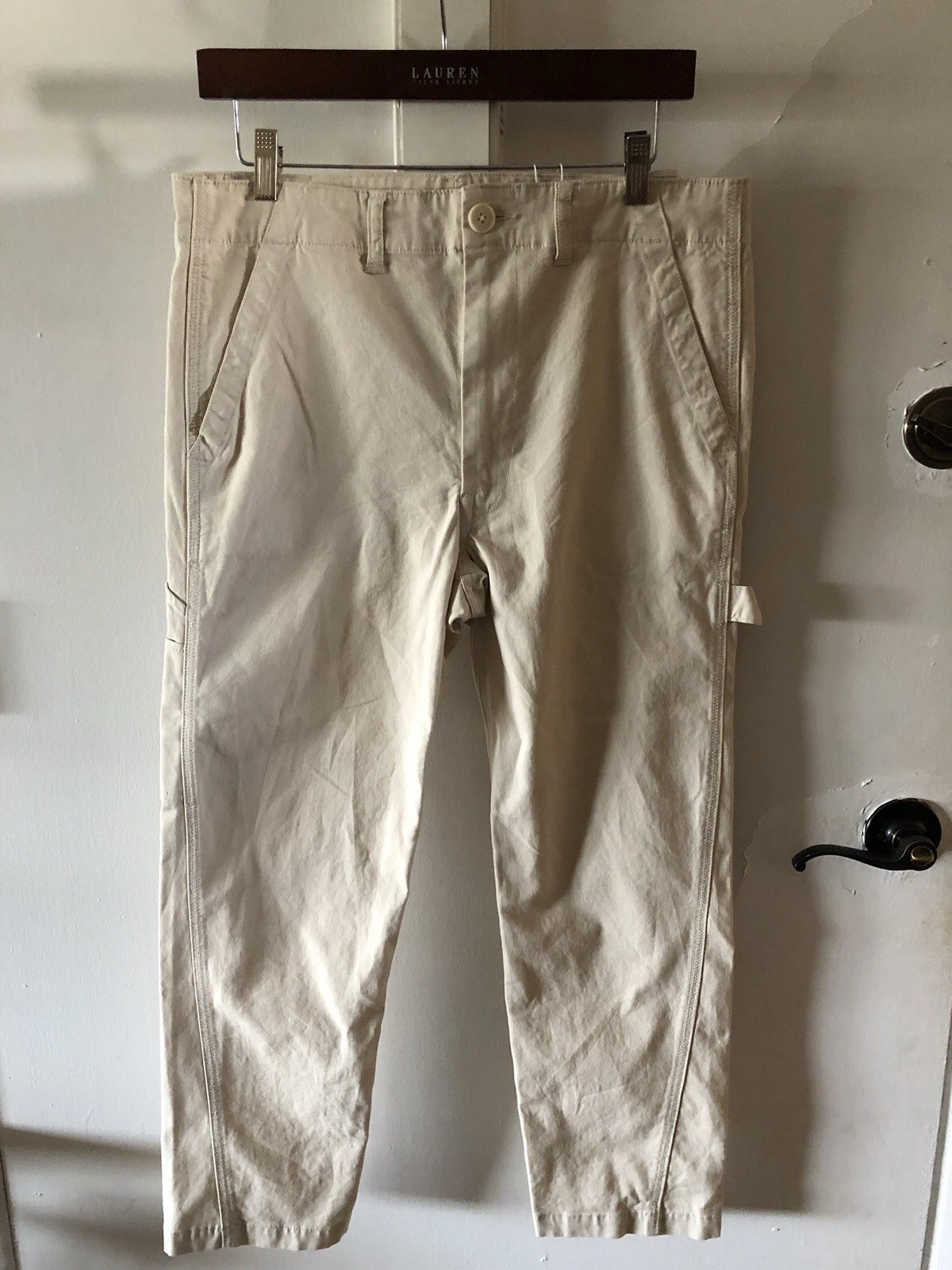 Ivory 138 BLE Stretch Cotton VINCE Carpenter Utility Capri Pants 30 NWT