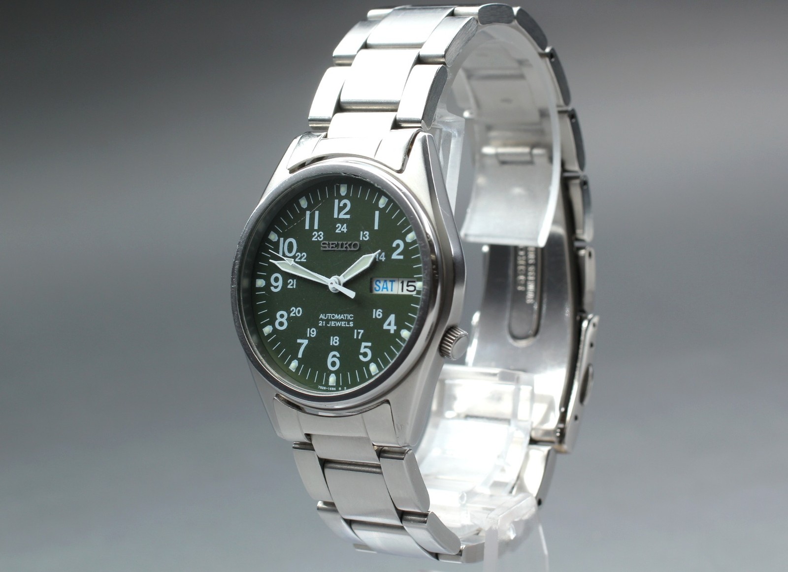 Exc+5] Seiko 5 7S26-00D0 Military Green Dial Day Dat… - Gem