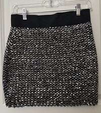 Forever 21 Black Sequin Mini Skirt - Stretch Waist - Size M