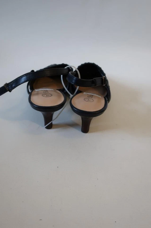 NWT Womens Bella Vita Black Leather Weaved Slingback Heels 8N - Image 4 of 4