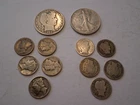 1 Barber Half Dollar-1 Walking Lib. Half-5 Barber Dimes-5 Mercury Dimes