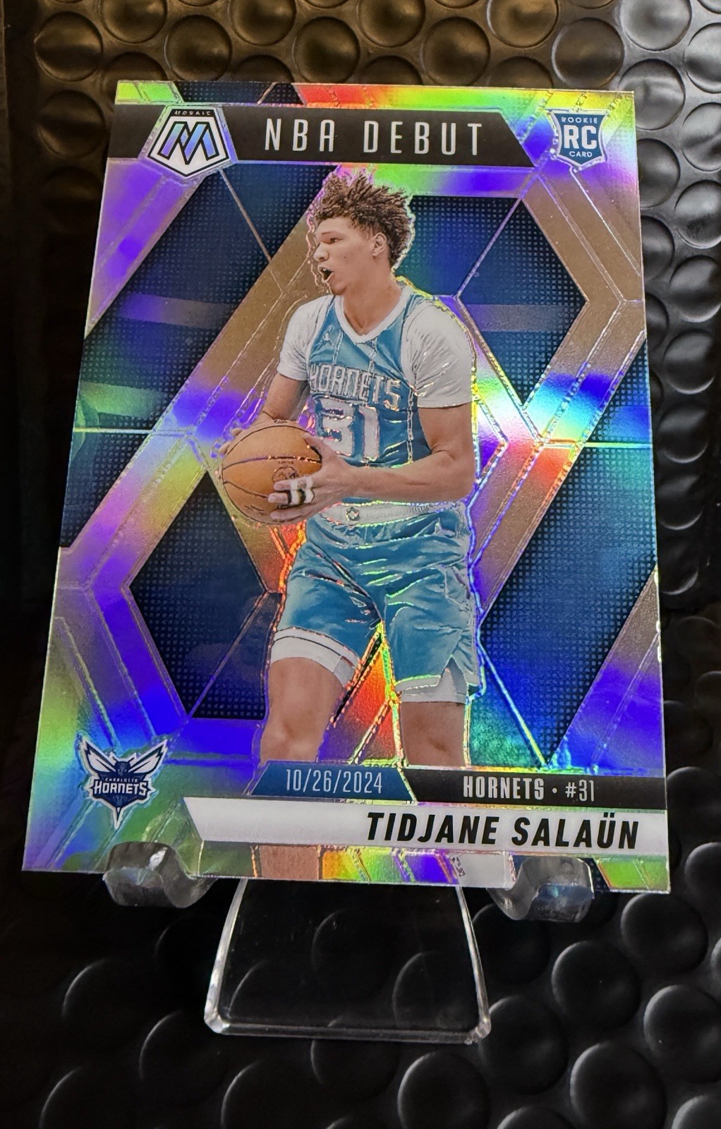 2024-25 Panini Mosaic Tidjane Salaun rookie card NBA Debut True Silver Prizm