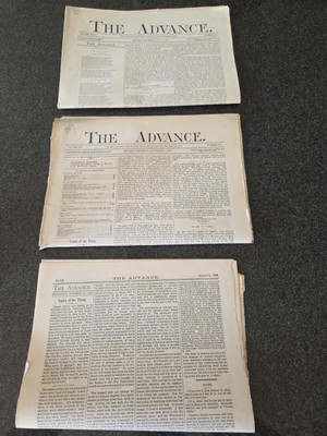 1800s The Advance Newspaper Lot Chicago Grant Speech, Apache Indian Prisoners,