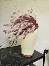 Vintage 1960s Styled By Jack Mcconnell New York Pink Polka Dot Feather Dome Hat