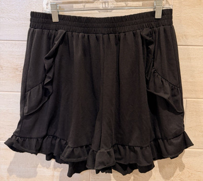 Grace & Emma Ruffle Shorts Black Womens Size XL