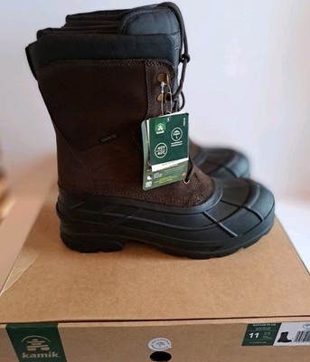 Kamik 11 Genuine Leather Nation Plus Winter Waterproof Rubber Brown Boot Heat MX