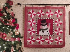 Country/Farmhouse -Quilted-Vintage Snowman-Wall Hanging -35" x 35"