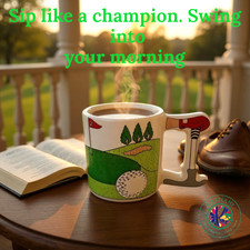 3D Playful Novelty Golf Ball & Club Shaped Handle Mug, 14 oz