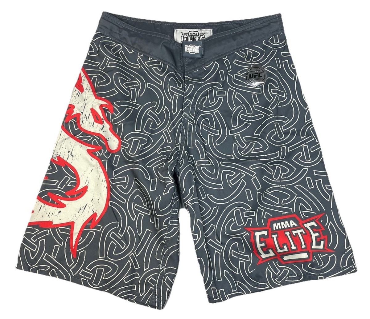 MMA Elite Men's UFC Shorts Gray Dragon Print Baggy Board Shorts
