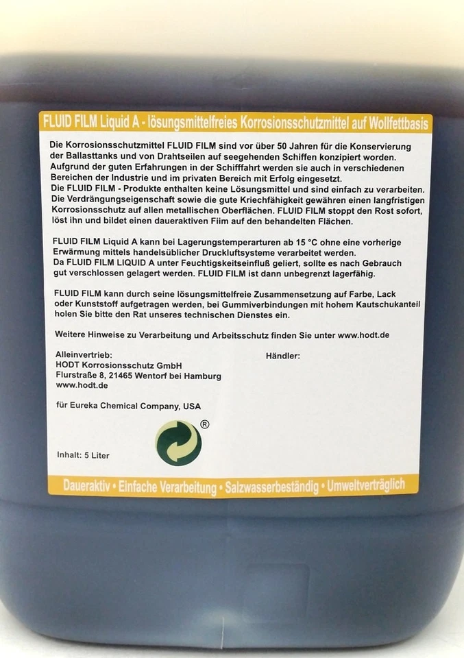 Fluid Film Liquid A 5 Liter Hodt Rostschutz Einschicht-Korrosionsschutz Hohlraum - Bild 2 von 2