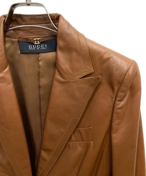 Gucci Giacca Sartoriale Pelle Marrone Donna 38 M 122328.XN064