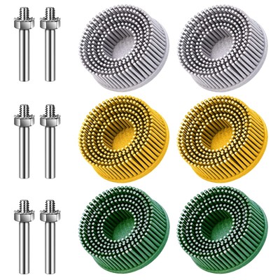 6 Pack 2 Inch Bristle Disc Grit 50# 80# 120# with 1/4'' Shank 2 inch 