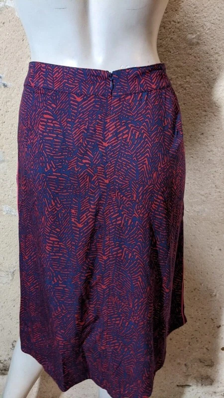 Miss Captain Taille 40 Neuf Superbe jupe bordeaux bleu viscose - Photo 3/4