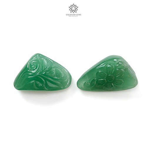 Piedra preciosa de cuarzo verde natural tallada a mano en ambos lados forma elegante 1 pieza para joyería - Imagen 3 de 11