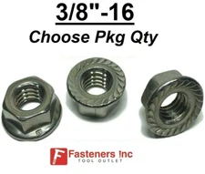 3/8"-16 Stainless Steel Serrated Flange Lock Nuts 3/8-16 (Choose Qty) Grade 304