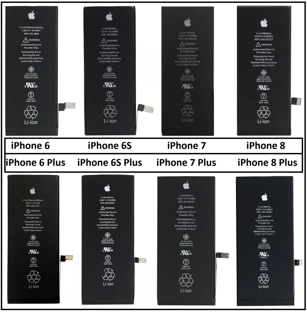 OEM Original Apple Battery for iPhone 6 6S 7 8 / 6+Plus 6S+Plus 7+Plus  8+Plus