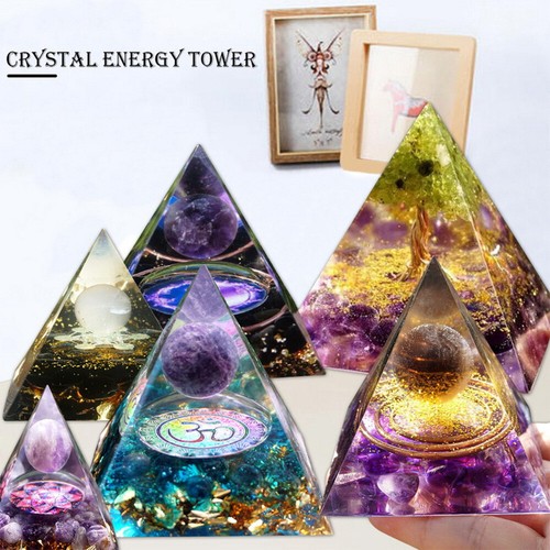 Piedras orgónicas de energía chakra de obsidiana esfera cristalina amatista pirámide - Imagen 2 de 19