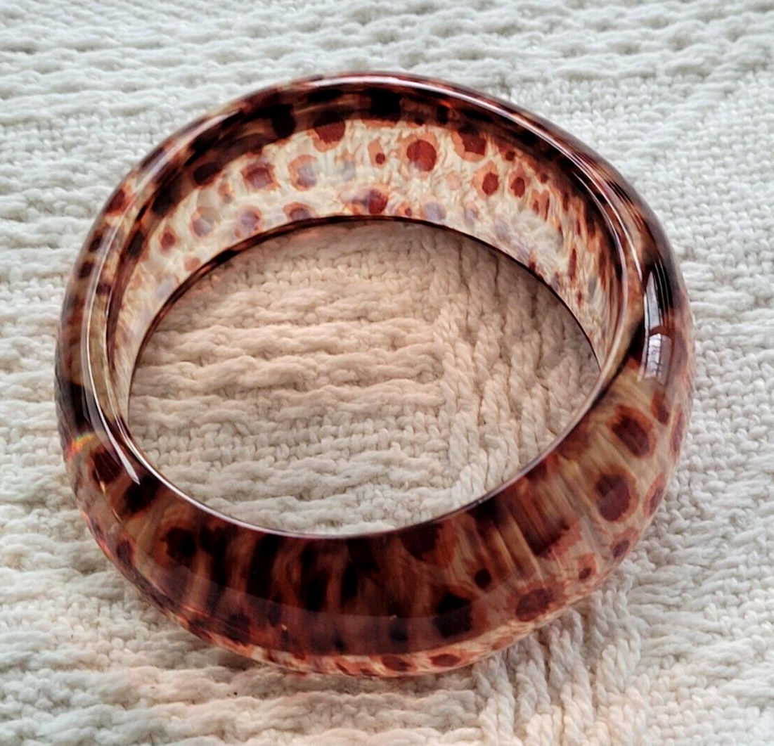 Vintage Angela Caputi Modernist Resin Bangle Bracelet Clear/Brown