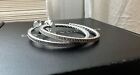 David Yurman Sterling Silver Cable Large Hoop Earrings W/Pavè Diamonds