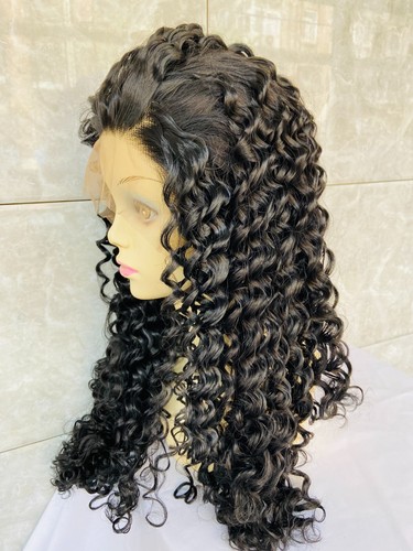 Long Black Kinky Curly Full Lace Front Human Hair Blend Heat Ok Wigs Women Natur - Picture 16 of 20