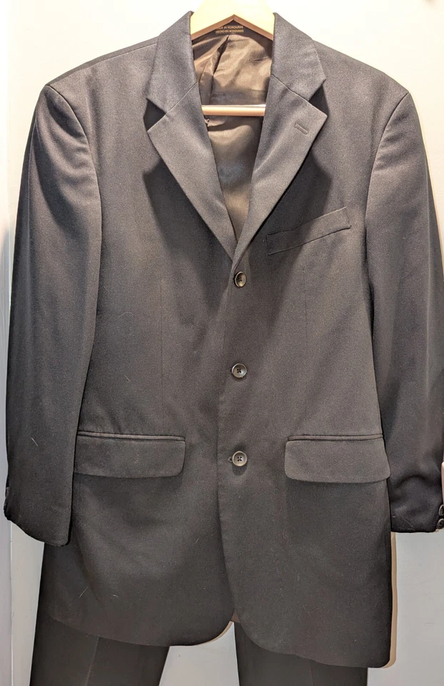Vtg 90s J. Ferrar Men’s 3 Button Black Suit - 38R Jacket 32x30 Pants - Solid - Image 2 of 4