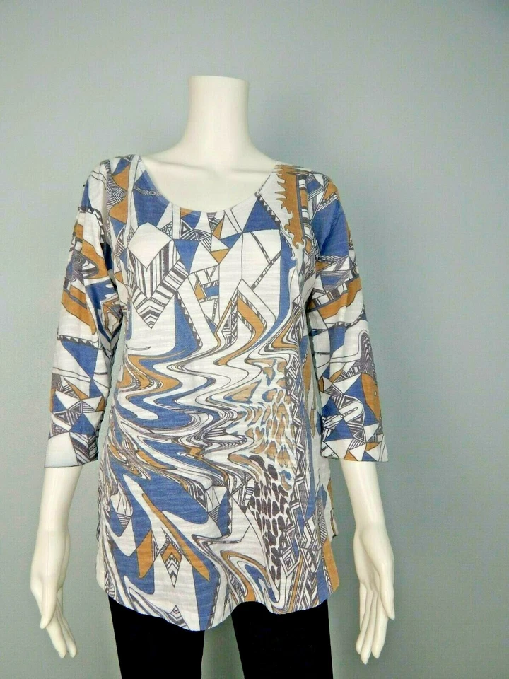 Top túnica multicolor manga 3/4 cuello redondo Krazy Larry para mujer talla M Foto 2 de 4