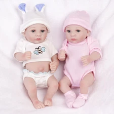 Lifelike Reborn Baby Doll Waterproof Full Body Vinyl Silicone Twins Boy+Girl Toy