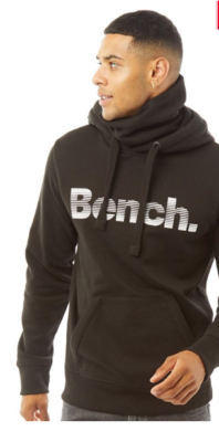 Neck Mens Hooded Snood Bench Mens Woosh Snood Neck Hoodie Black