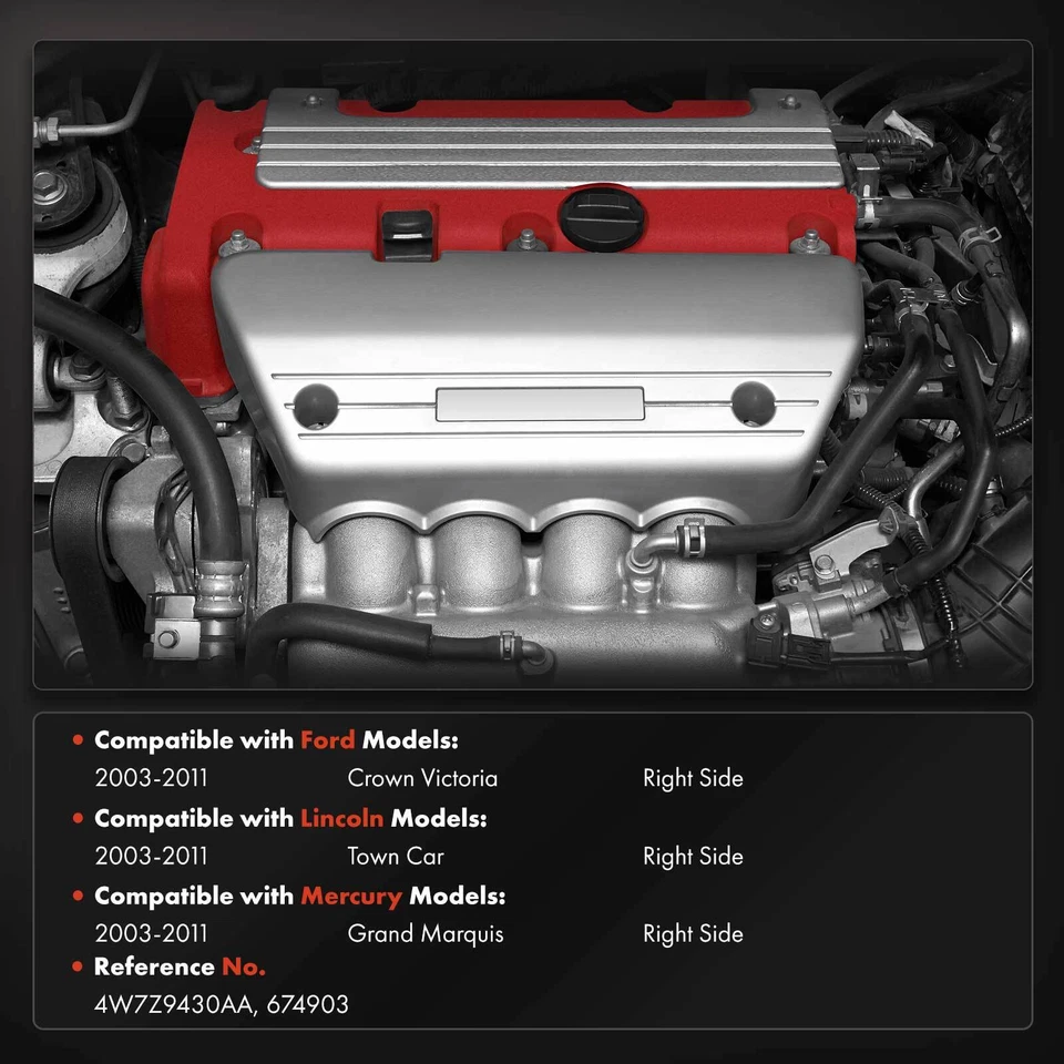 Colector de escape derecho con junta y sello para Ford Crown Victoria Lincoln Town Car Foto 2 de 4