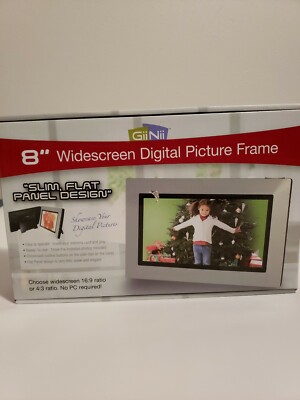GiiNii 8''WIDESCREEN DIGITAL PICTURE FRAME OPEN BOX SLIM FLAT PANEL DESIGN  