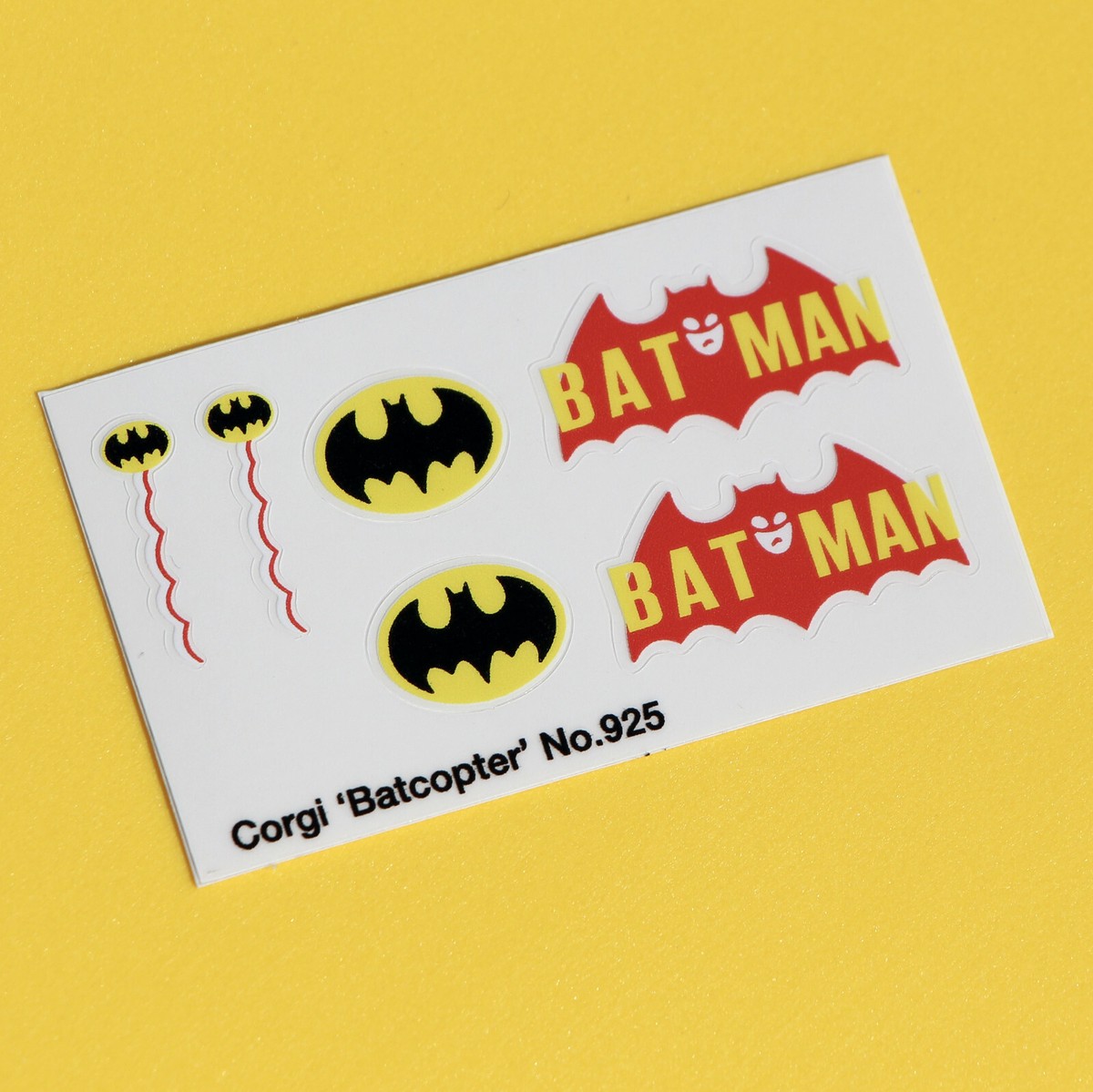 Corgi Batman 'Batcottero' No.925 Bat Logo Adesivo Riproduzioni