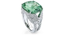 24.33CT Cushion Cut Emerald Sunround Cubic Zirconia 935 Silver Women's Ring.