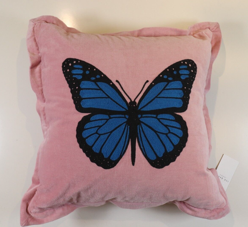 TED BAKER BUTTERFLY EMBROIDERED BLUSH VELVET CUSHION / 1 OR 2 - 45X45CM - Picture 5 of 18