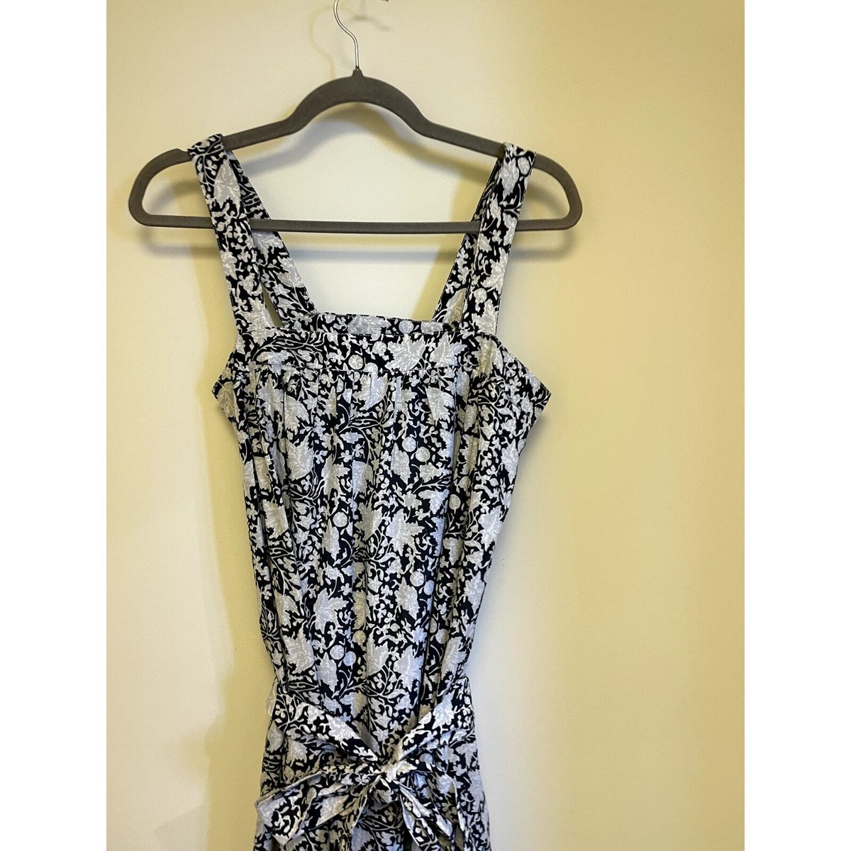 Club Monaco City To Beach Dress Blue Printed Cotton Silk Blend Dress Pockets