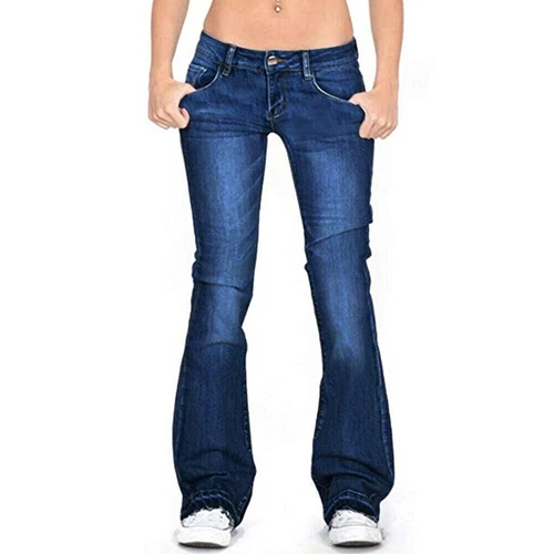 Damen Bootcut Jeans Hose Hüftjeans Schlaghose Flared Weites Bein Denim Jeanshose - Bild 11 von 22